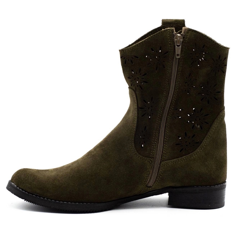 Olivier Pohodlné prolamované zelené boty Janet zelená 1