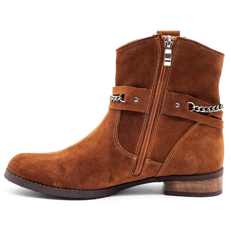 Olivier Dámské kozačky zateplené řetízkem Luna red oranžový 1