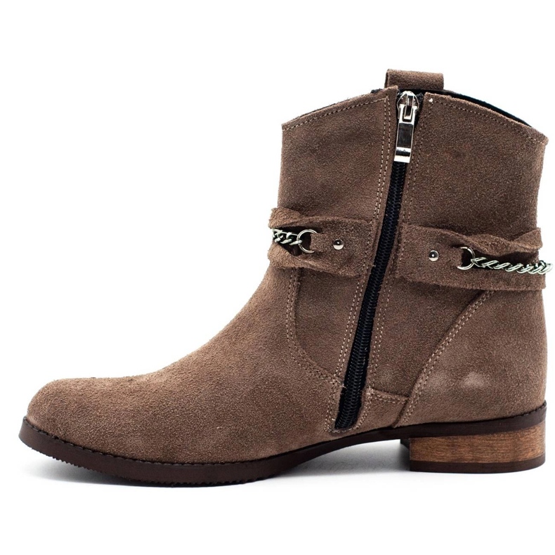 Olivier Dámské zateplené kozačky s řetízkem Luna béžové béžový 1 Olivier Dámské zateplené kozačky s řetízkem Luna béžové béžový 1