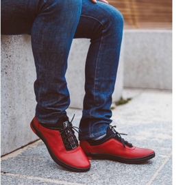 Polbut Červené pánské kožené neformální boty K24 s černou spodní stranou 1 Polbut Červené pánské kožené neformální boty K24 s černou spodní stranou 1