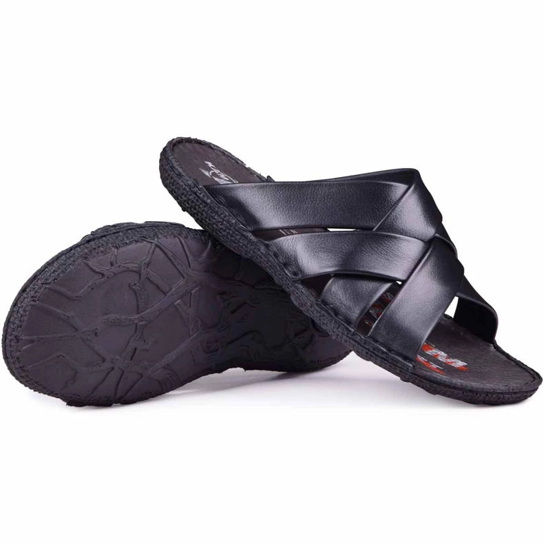 Kampol Pánské kožené pantofle 214/5 černé černá 1