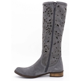 Olivier Dámské prolamované boty Tmavě šedé květy šedá 1 Olivier Dámské prolamované boty Tmavě šedé květy šedá 1