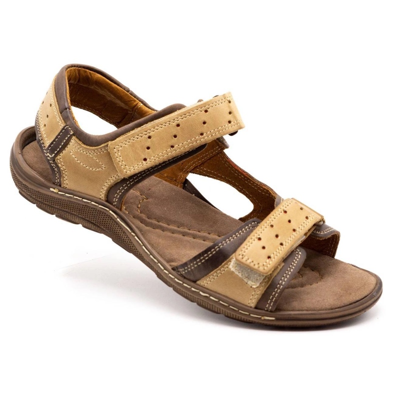 Olivier Hnědé pánské kožené sandály 295K hnědý 2