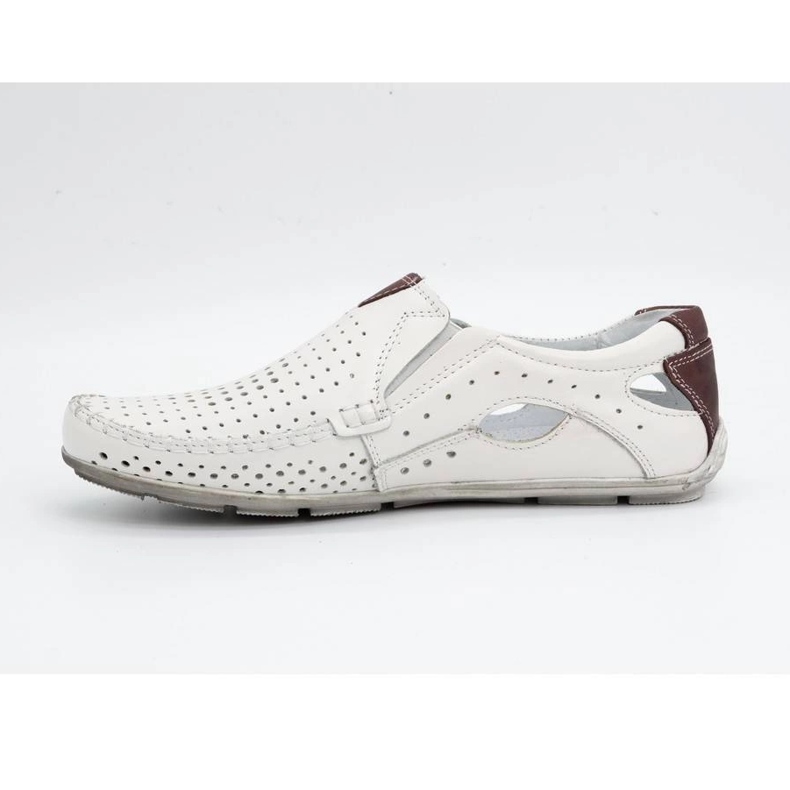 Olivier Pánské bílé kožené mokasíny 901 letní boty bílý 2