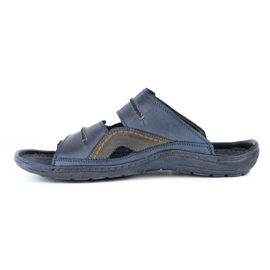 Olivier Pánské kožené pantofle 335GT tmavě modrá modrý 1