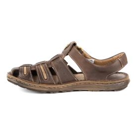 Olivier Pánské kožené sandály na léto 230MA tmavě hnědé hnědý 1