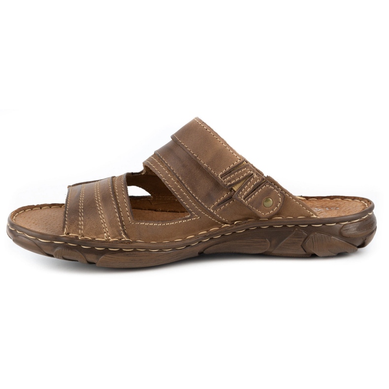 Olivier 460MP hnědé pánské kožené pantofle béžový 1