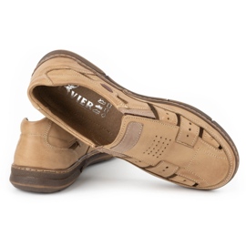 Olivier Pánské boty, kožené prolamované 601 pro letní béžové béžový 6