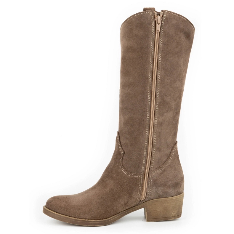 Olivier Dámské kožené prolamované kozačky Carla hnědé hnědý 1 Olivier Dámské kožené prolamované kozačky Carla hnědé hnědý 1