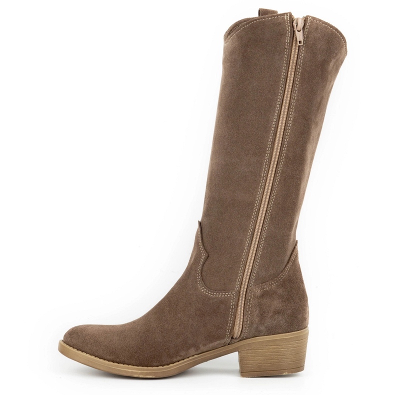 Olivier Dámské kožené kozačky Julia hnědé hnědý 1