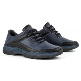 Olivier Pánské ležérní kožené boty 842MA tmavě modrá modrý 8