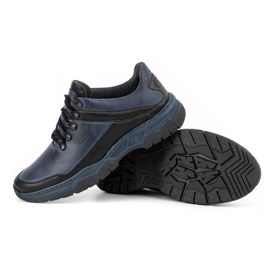Olivier Pánské ležérní kožené boty 842MA tmavě modrá modrý 9