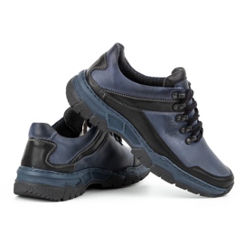 Olivier Pánské ležérní kožené boty 842MA tmavě modrá modrý 10
