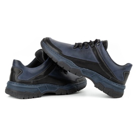 Olivier Pánské ležérní kožené boty 842MA tmavě modrá modrý 11