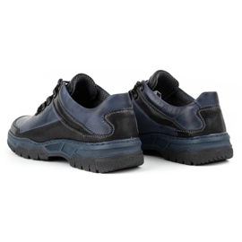 Olivier Pánské ležérní kožené boty 842MA tmavě modrá modrý 12