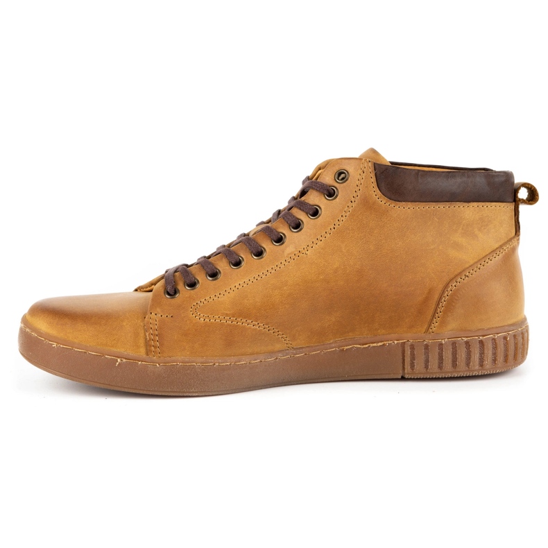 Polbut Pánské kožené creepers boty 2108sw červené pomerančový 1