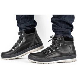 Olivier Pánské zateplené kožené boty 378MA černá černý 2