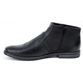 Olivier Pánské kožené zimní boty Chelsea boots 903KZ černé černý 1