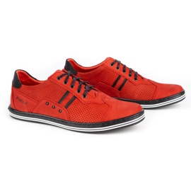 Polbut Pánské volnočasové boty 1801P červený nubuk s černou červené 3