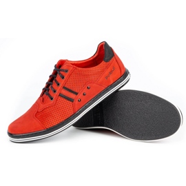 Polbut Pánské volnočasové boty 1801P červený nubuk s černou červené 4