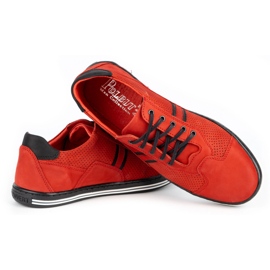 Polbut Pánské volnočasové boty 1801P červený nubuk s černou červené 5