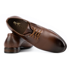 Olivier Pánské elegantní kožené boty 302T3 hnědé hnědý 4