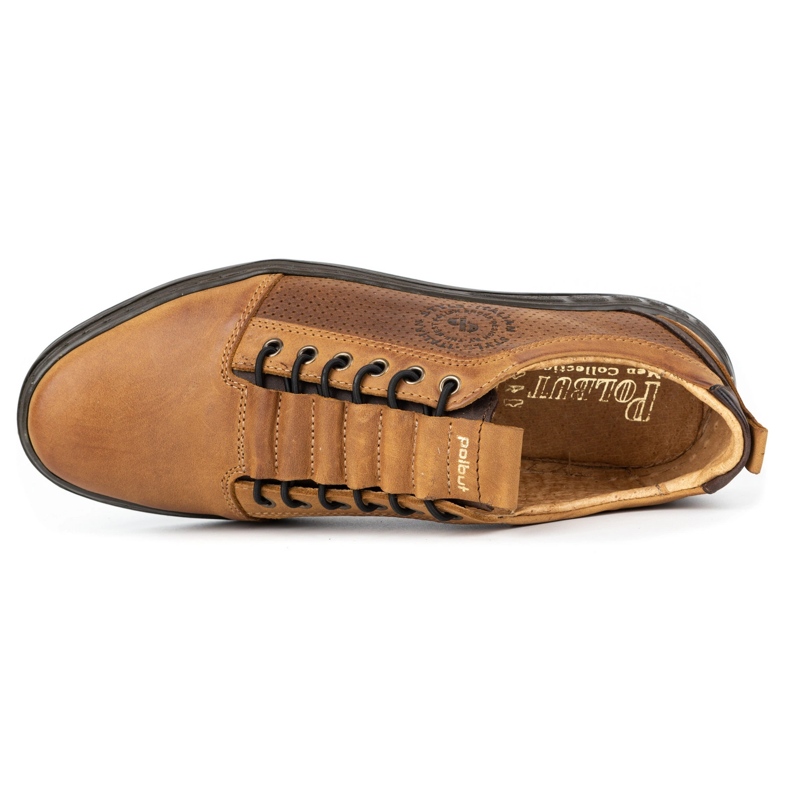 Polbut Pánské neformální kožené boty 2121p červené hnědý 1