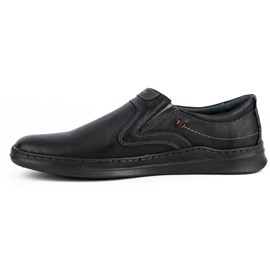 Olivier Pánské ležérní kožené slip-on boty 284GT černé černý 1