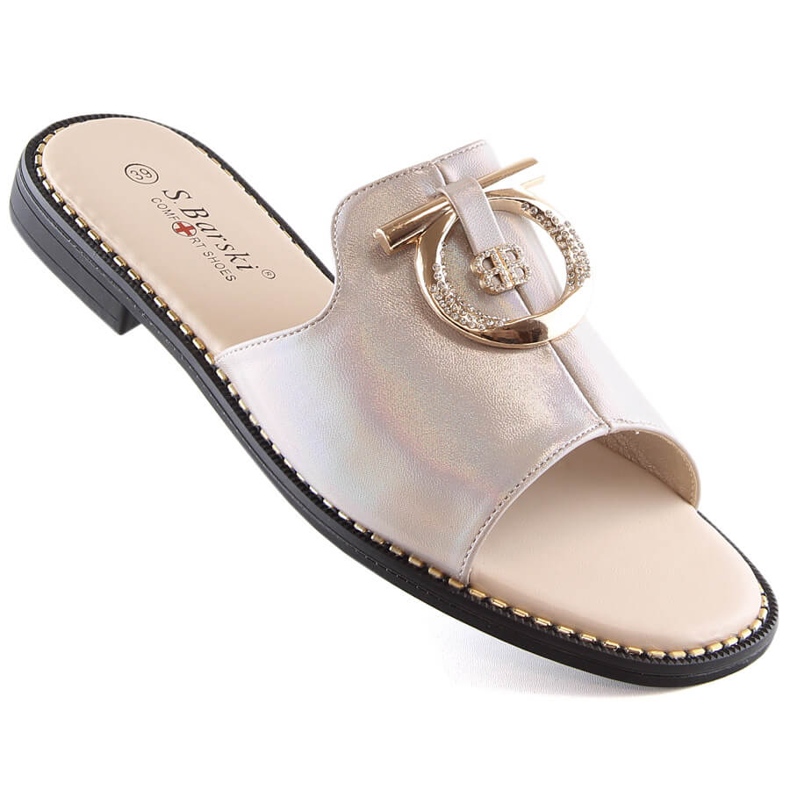 Dámské ploché pohodlné béžové pantofle S.Barski Kv 2775-32 béžový 1