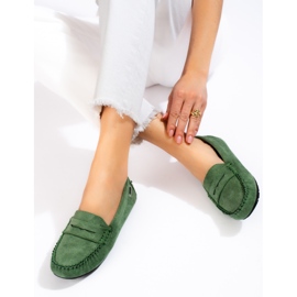 Dámské semišové mokasíny Shelovet zelené barvy zelená 1