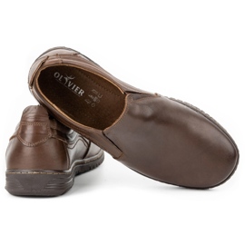 Olivier Pánské kožené mokasínové boty 727MP hnědé hnědý 3