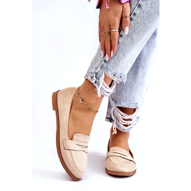 PS1 Pohodlné semišové dámské mokasíny béžová Lucca béžový 1