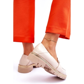 FILIPCZYK Elegantní světle béžové kožené mokasíny s ozdobou béžový 3