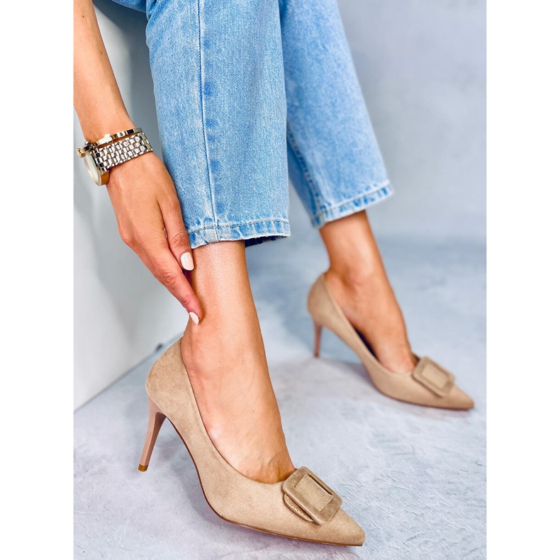 Lodičky na jehlovém podpatku Fiona Khaki béžový 1 Lodičky na jehlovém podpatku Fiona Khaki béžový 1