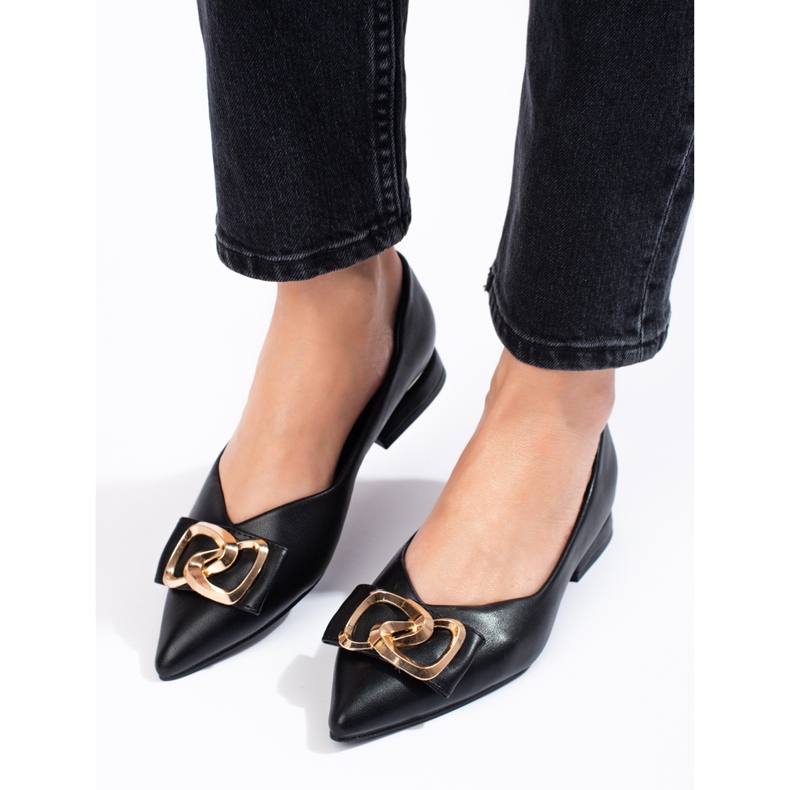 Dámské černé lodičky na plochém podpatku Vinceza hnědý 2