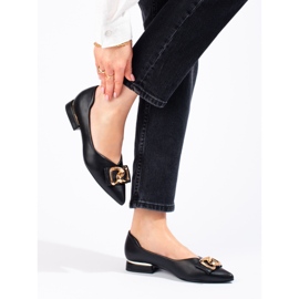 Dámské černé lodičky na plochém podpatku Vinceza hnědý 1