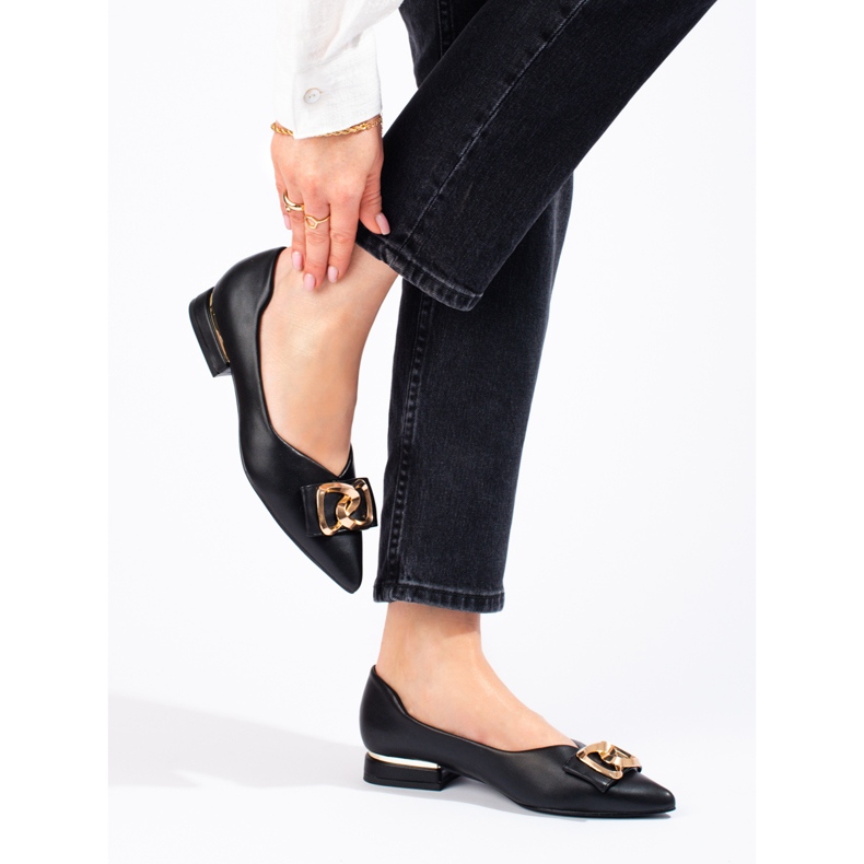 Dámské černé lodičky na plochém podpatku Vinceza hnědý 1