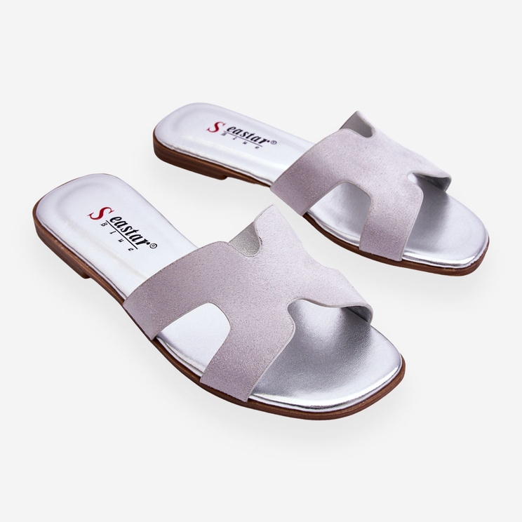 Dámské klasické semišové pantofle Šedá Evana 1