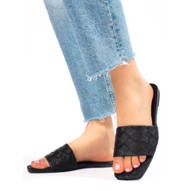 Goodin Černé pantofle z eko kůže černá 1