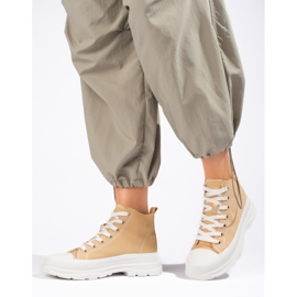 Dámské vysoké šněrovací béžové tenisky na platformě Shelovet béžový vícebarevný 1