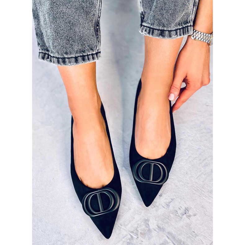 Arte Black baleríny s mandlovou špičkou černá 1