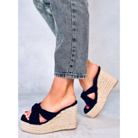 BM Nikni Black espadrilkové sandály na klínku černý 1