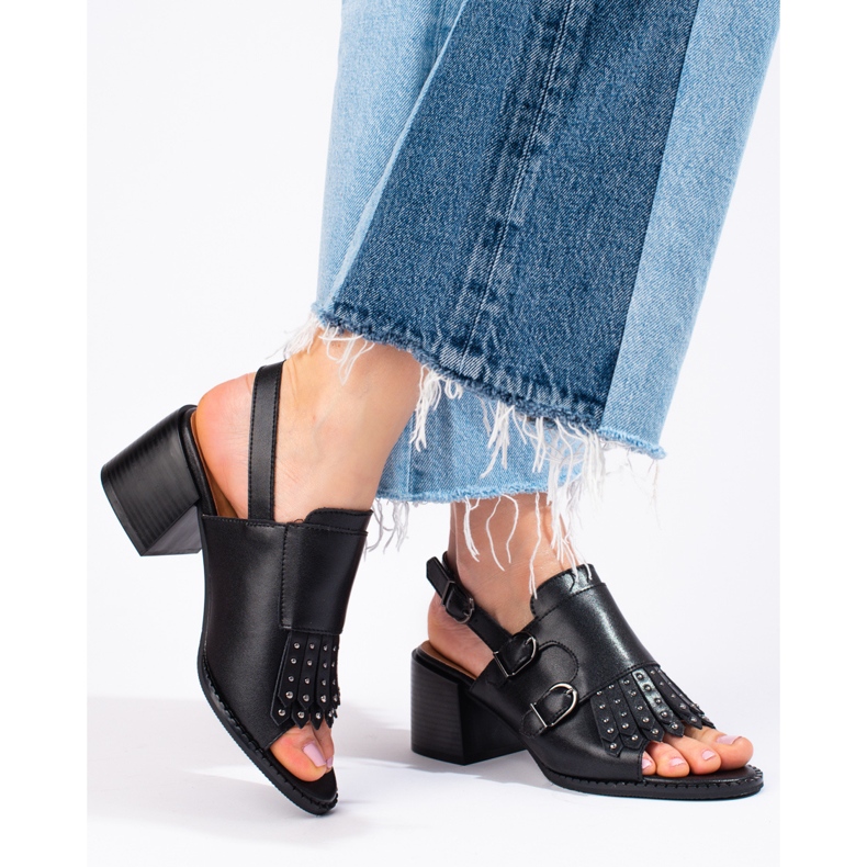 Kožené sandály s tryskami LA.FI černý 1