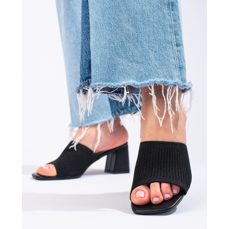 Dámské textilní černé skluzavky Shelovet na sloupek černá 1