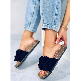 BM Korkové pantofle s květinami od Brice Black černá 1