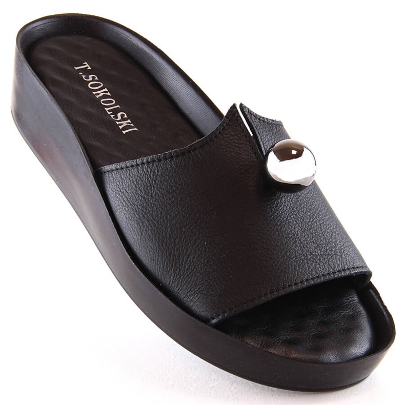 Dámské černé kožené pantofle T.Sokolski L22-312 černá 1