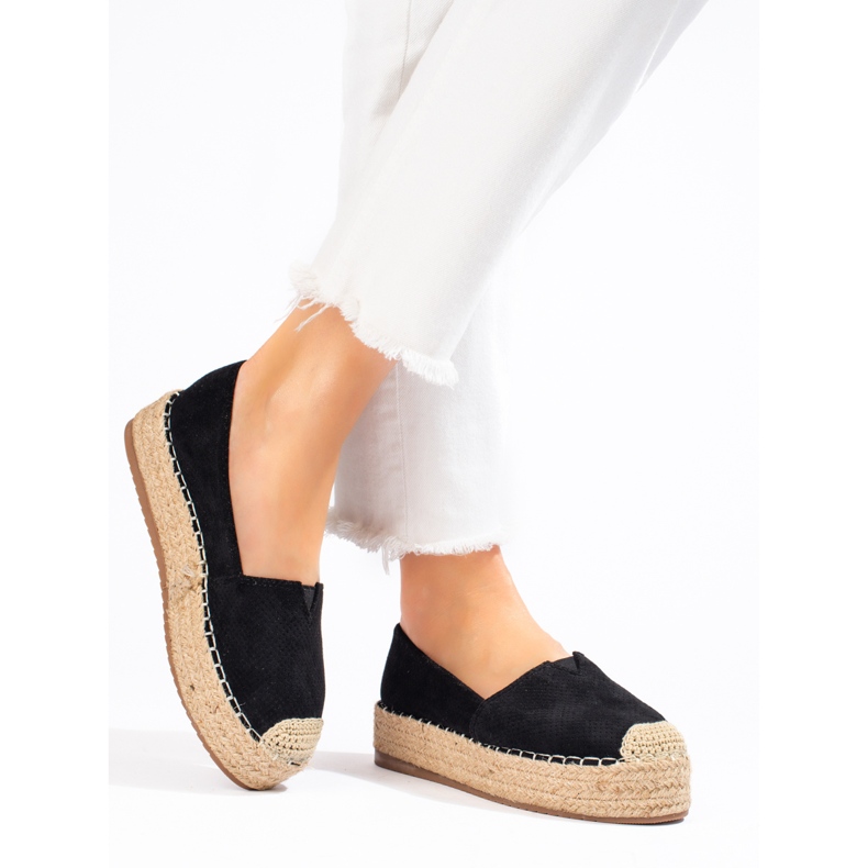 SHELOVET Espadrilky na platformě černý 2