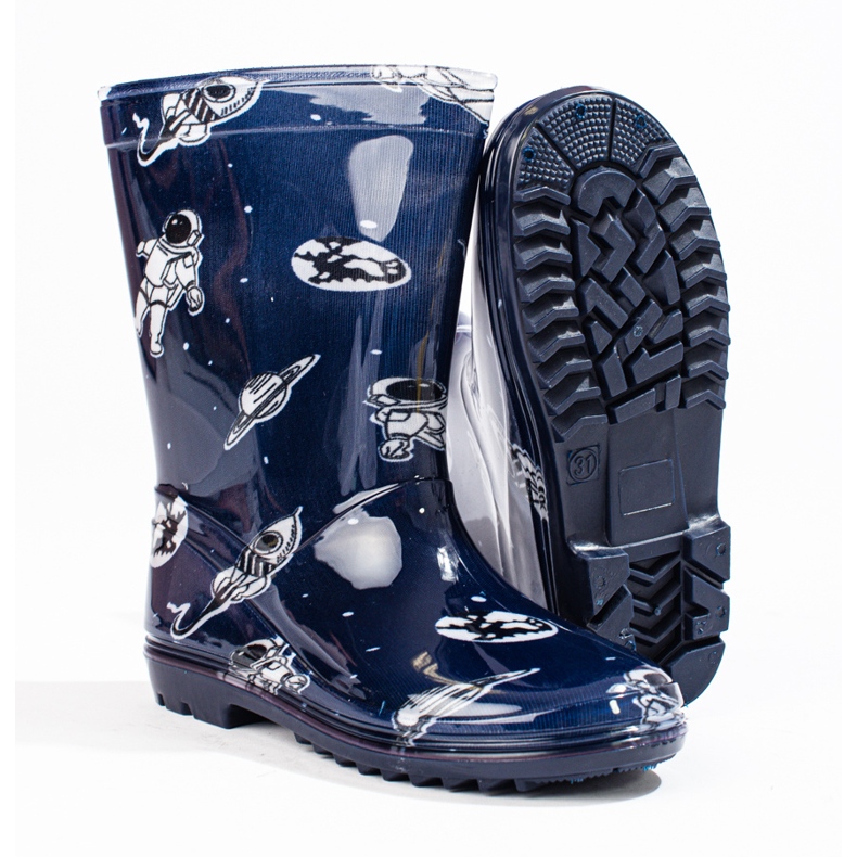 Vysoké chlapecké galoše se vzorem Shelovet navy blue modrý 2