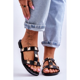 Dámské pantofle s velkými cvočky Black Mercure černá 1