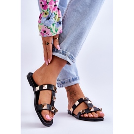 Dámské pantofle s velkými cvočky Black Mercure černá 2